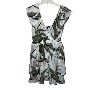 Express Tropical Tiered Lyocell Mini Dress Size Small